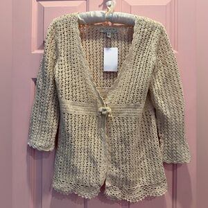 🦋Vintage Cream Crochet Cardigan Cardigan 3/4 sleeves size small